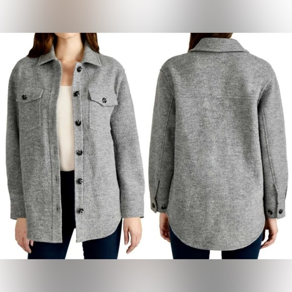 NWT Pajar 100% merino wool Gray Women's over shirt button Jacket small - Picture 1 of 4